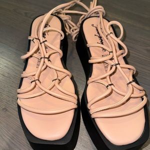 Free people georgie ankle wrap platform sandals